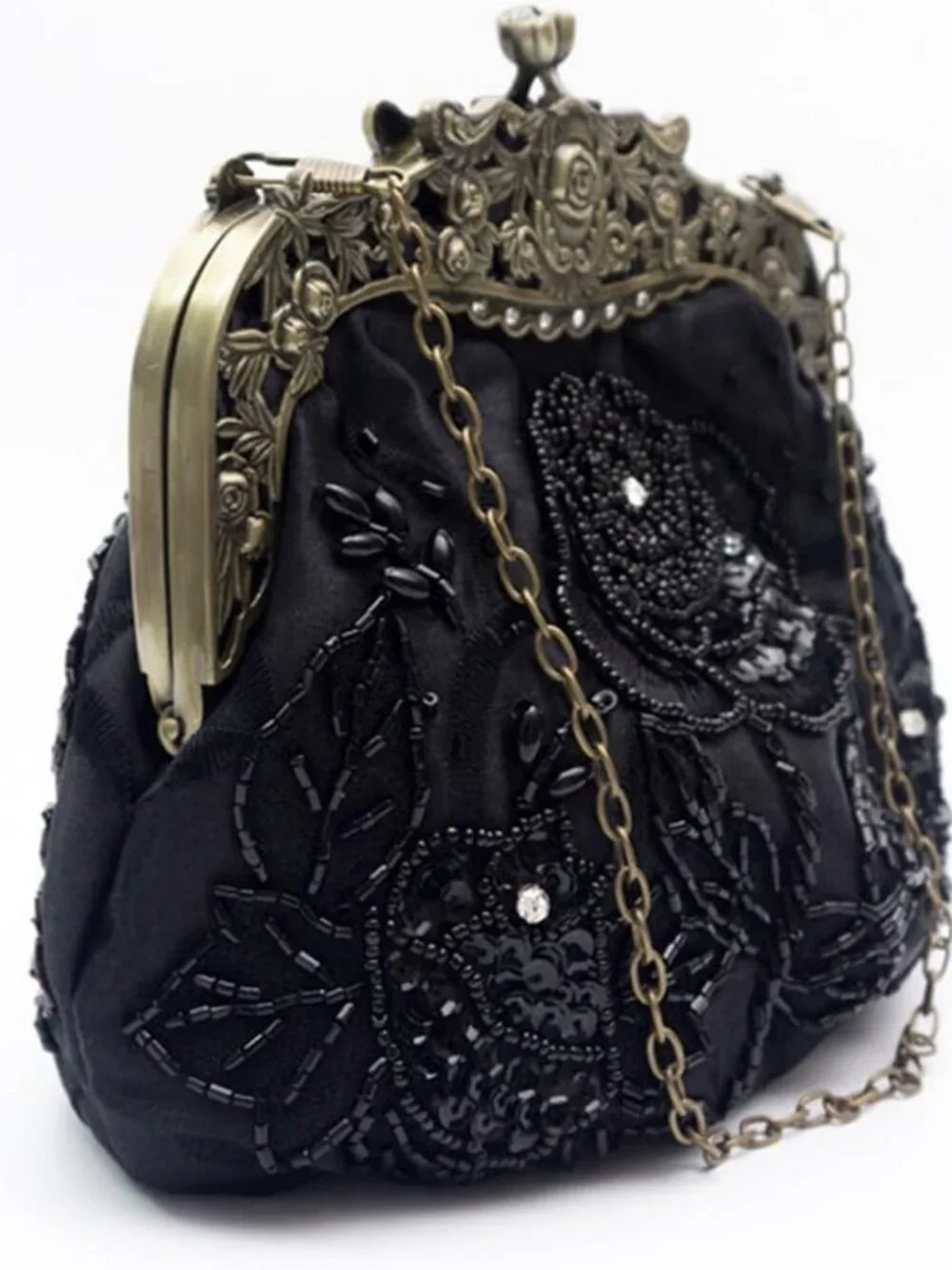 Vintage Beaded Sequin Flower Evening Clutch | Wedding & Prom Party Handbag